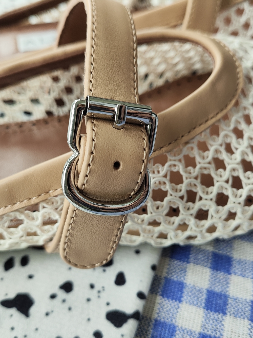 Alaia Beige Crochet Mary Jane Mules - Picture 2 of 6